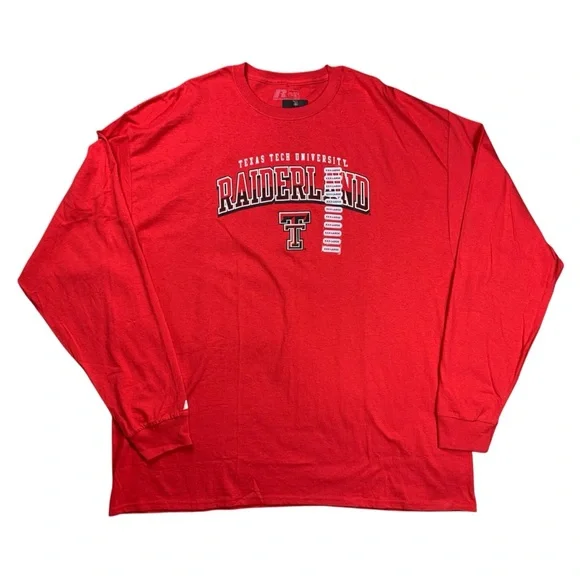 Texas Tech Raiderland Red Long Sleeve Graphic T Shirt Russell Men's 3XL NEW - Picture 1 of 5